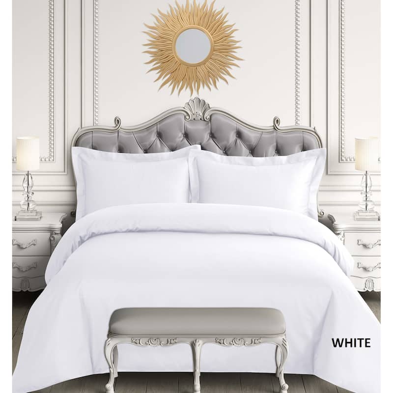 Egyptian Cotton Sateen 600 Thread Count Oversized Duvet Cover Set - King - White