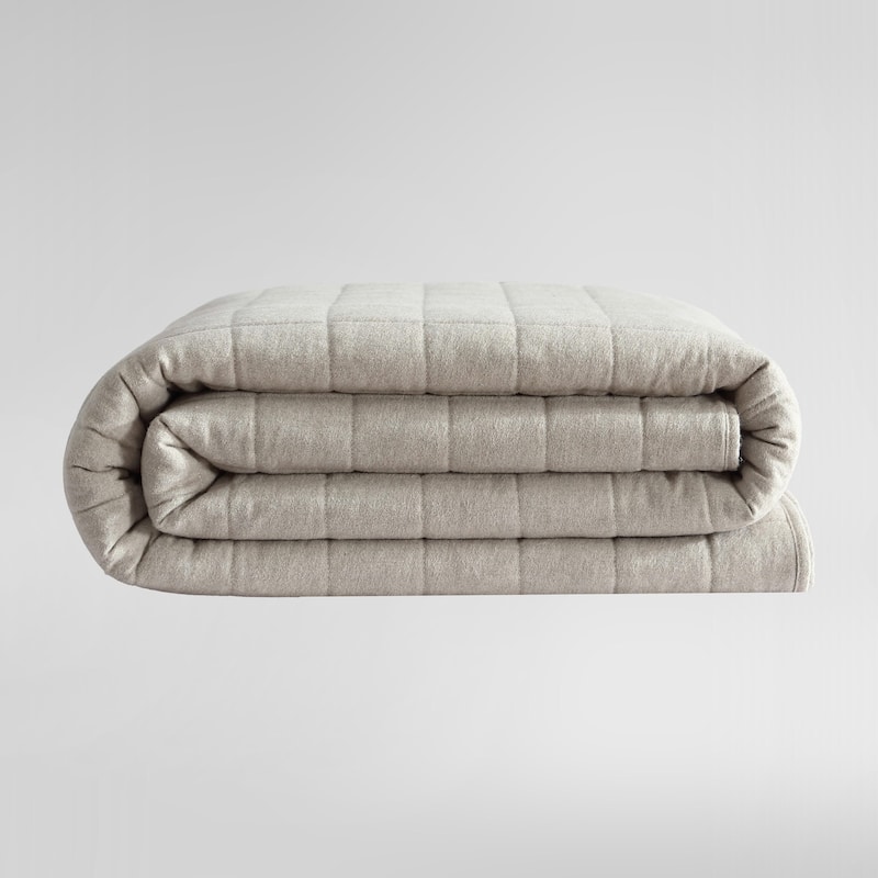 Calvin Klein Melange Cotton Flannel Solid Reversible Quilt