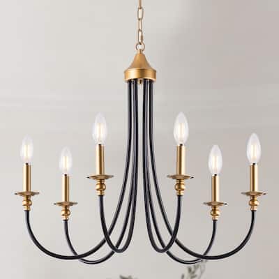 6-Light Farmhouse Antique Candlestick Dining Room Chandelier Fixture