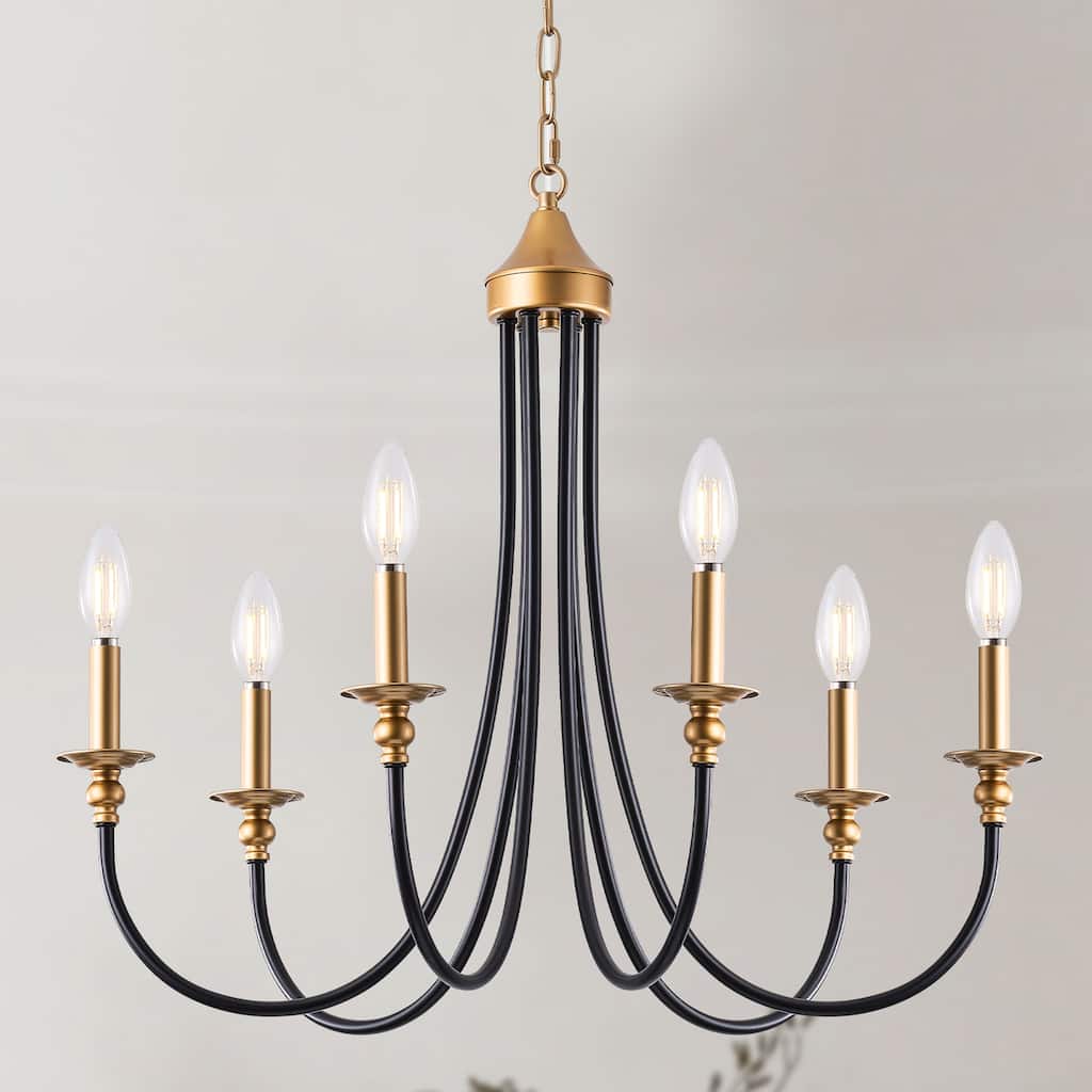 6-Light Farmhouse Antique Candlestick Dining Room Chandelier Fixture