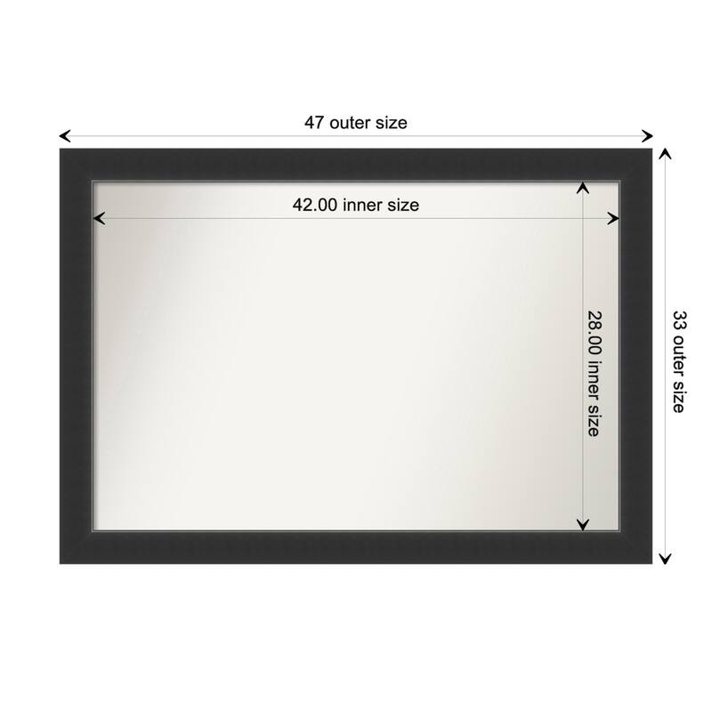 Corvino Black Framed Non-Beveled Custom Wall Mirror, Bathroom Vanity Mirror - Outer Size: 47 x 33