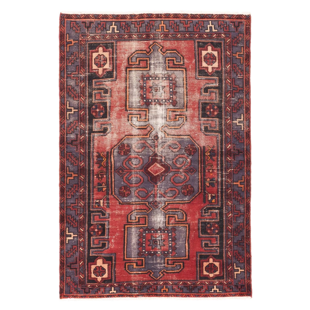 ECARPETGALLERY Hand-knotted Antalya Vintage Red Wool Rug - 4'2 x 6'3