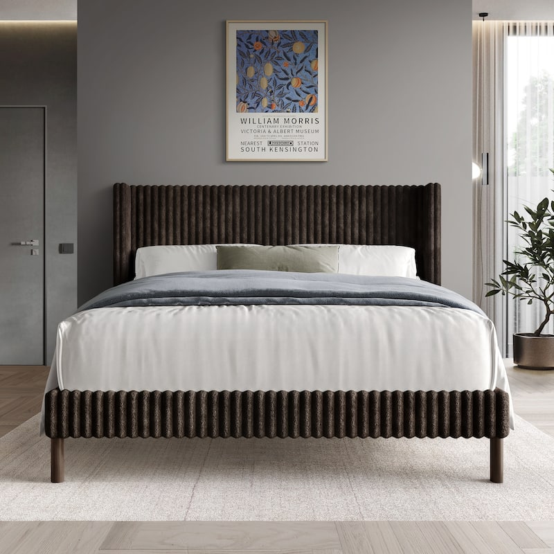 CraftPorch Sophistique Wingback Velvet Upholstered Bed