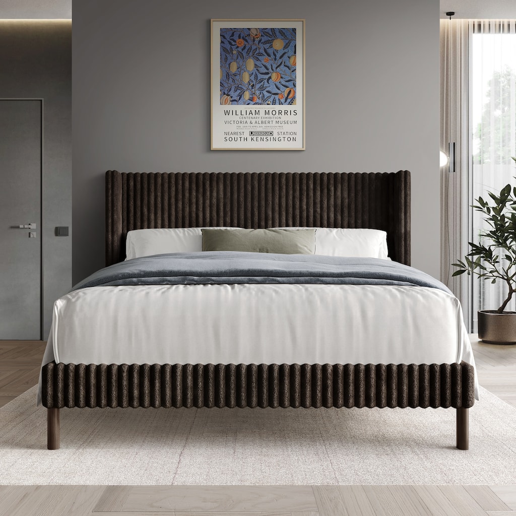 CraftPorch Sophistique Wingback Velvet Upholstered Bed