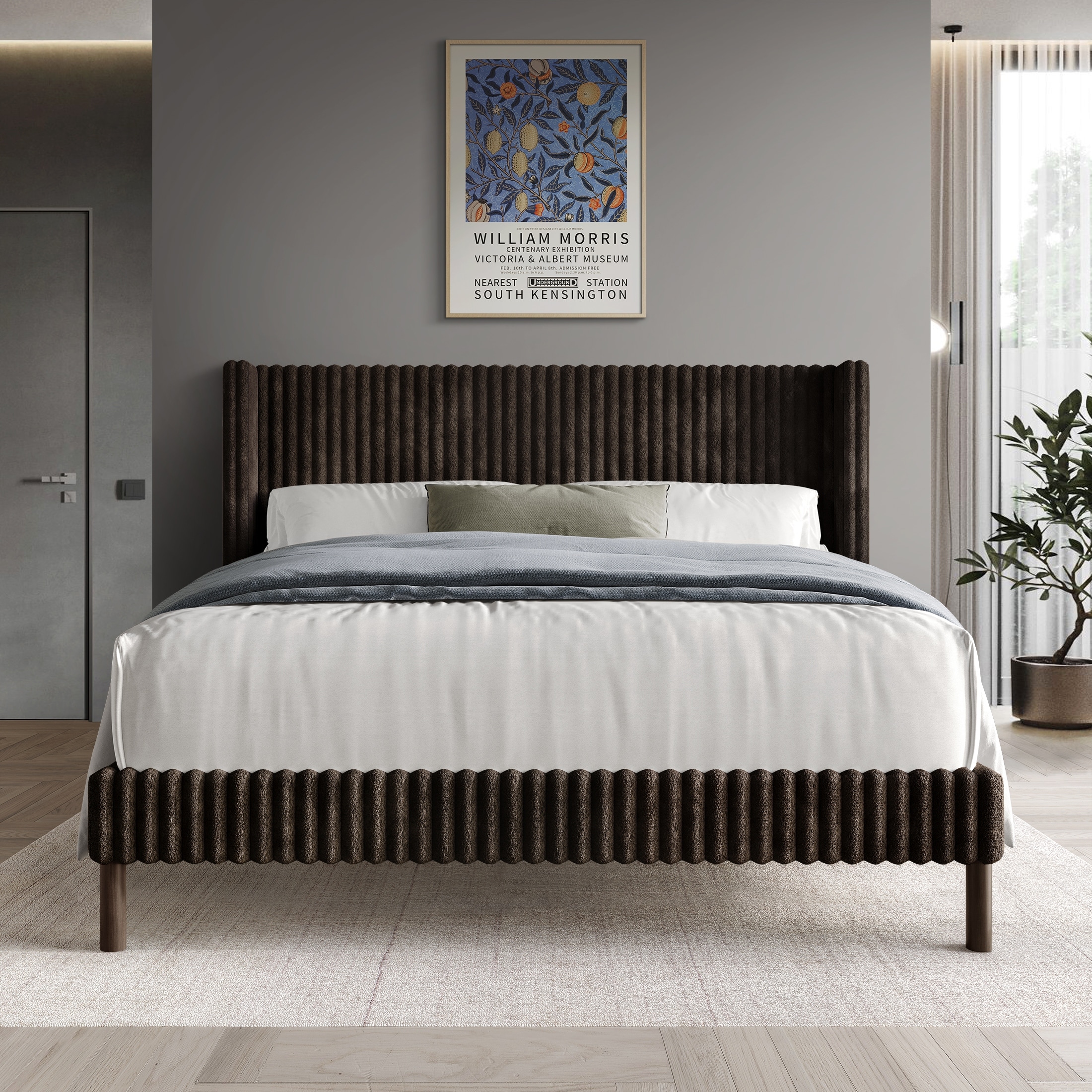 CraftPorch Sophistique Wingback Velvet Upholstered Bed
