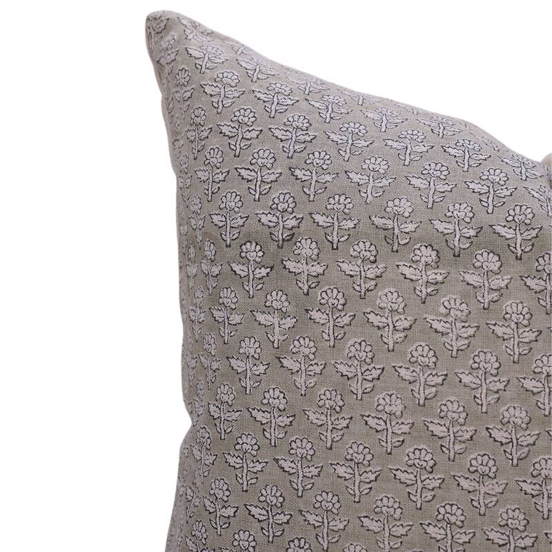 Linen Farmhouse Block print pillow Cover Riva