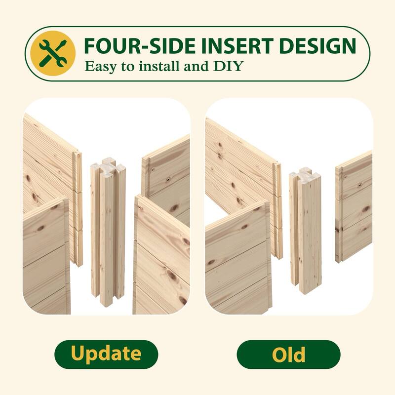 VEIKOUS Natural Wood Raised Garden Bed, Outdoor Planter Box for Vegetables, Flowers, Herbs, Natural Brown