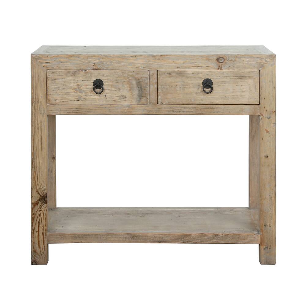 Artissance 35" Long Natural Wood Console Vintage Elm With Two Drawers