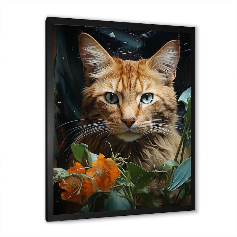 Designart "Havana Brown Mystique Cat" Animals Cat Framed Canvas Art Print