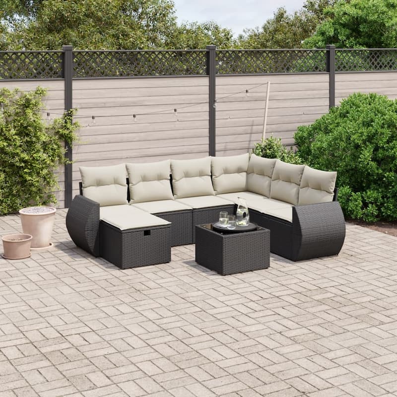 vidaXL Garden Sofa Set - Black and cream Large With table