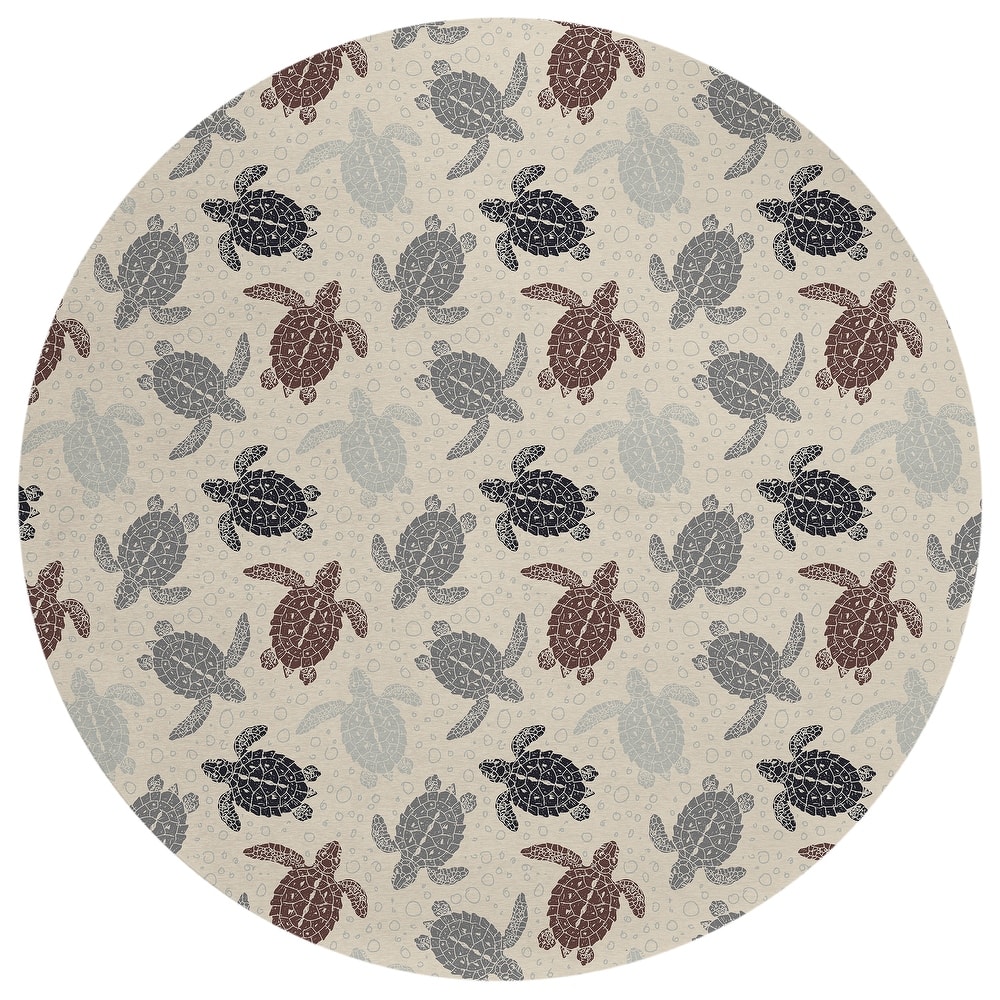 Indoor/ Outdoor Surfside Turtle Washable Rug New