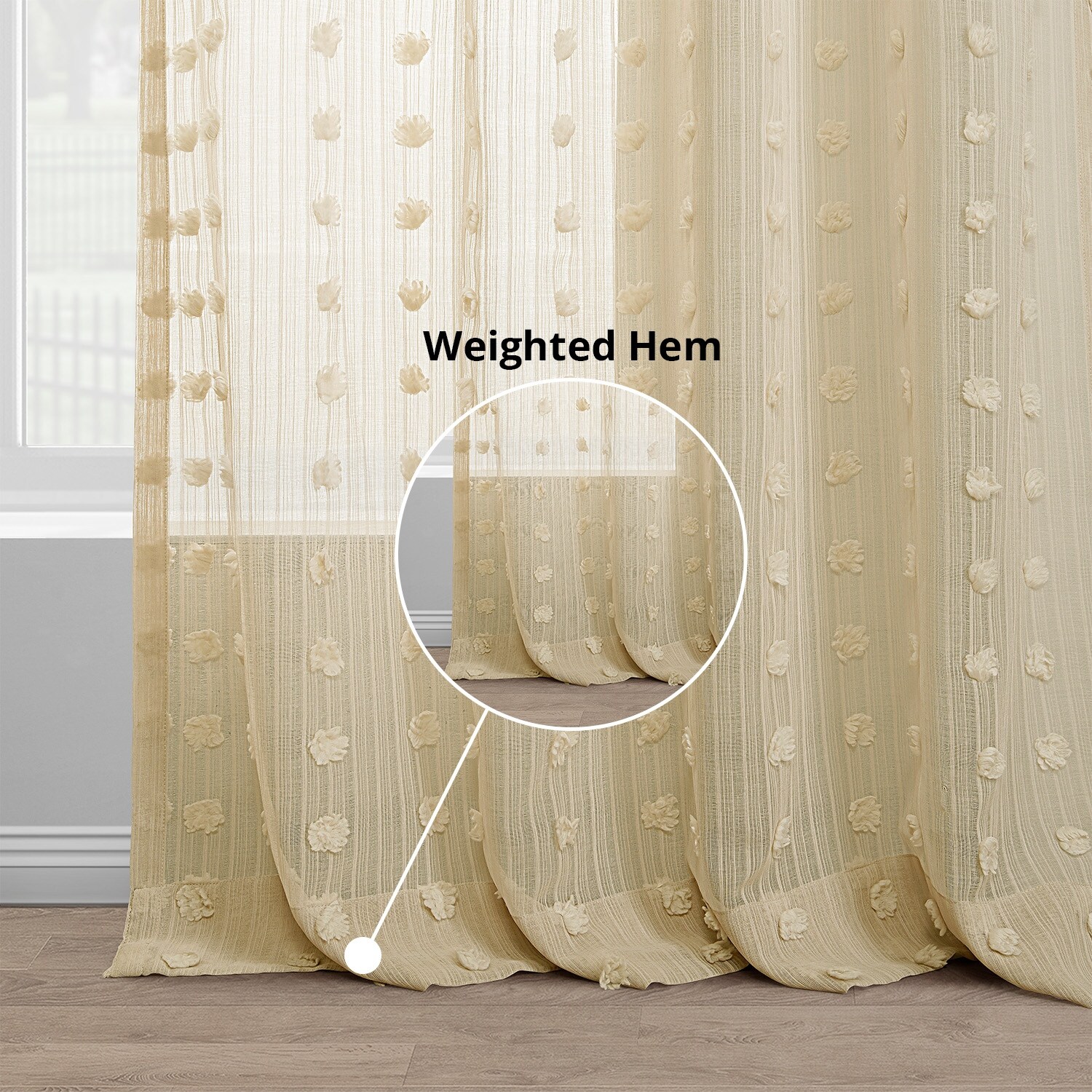 Exclusive Fabrics Strasbourg Dot Patterned Faux Linen Sheer