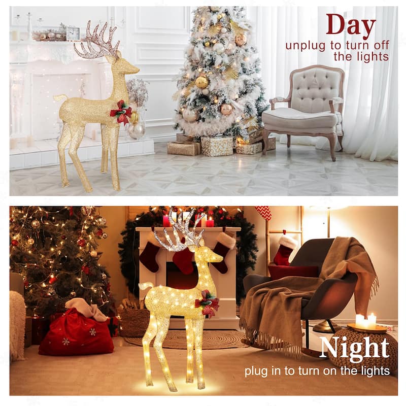 Futzca Christmas Light Holiday Reindeer & Sleigh