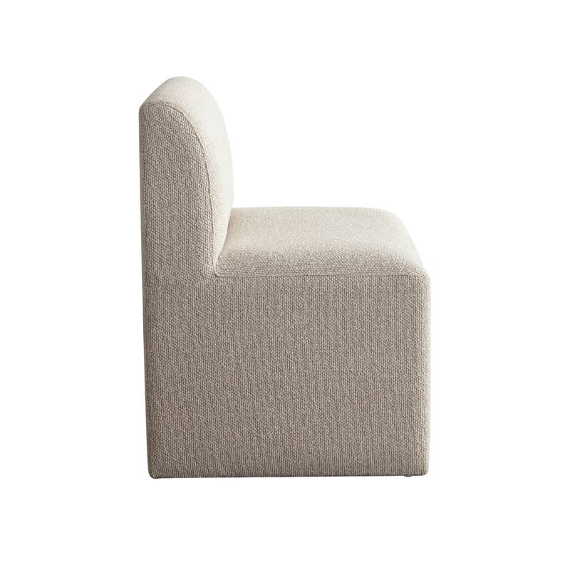 Zena Dining Side Chair, Armless Textured Wheat Brown Polyester Seat