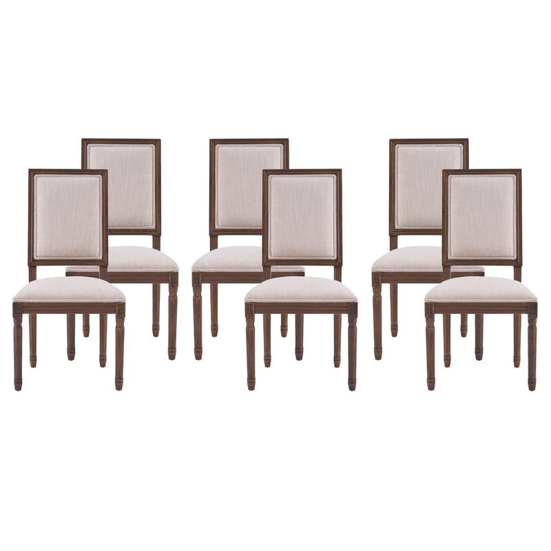 Christopher Knight Home - French Country Dining Chairs Set with Upholstered Backrest & Upholstered Seats with Fluted Legs