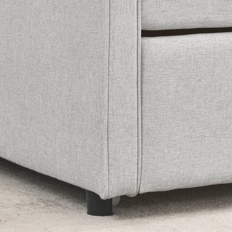 Roomfitters Twin Upholstered Daybed with Twin Trundle, Tufted Backrest and Elegant Waved Arms