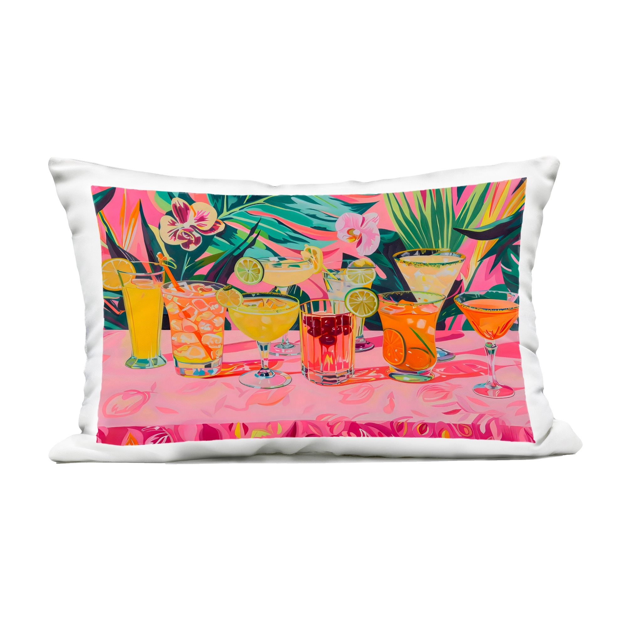 Stupell Tropical Pink Cocktail Party Decorative Printed Outdoor Throw Pillow Design by LSR Design Studio