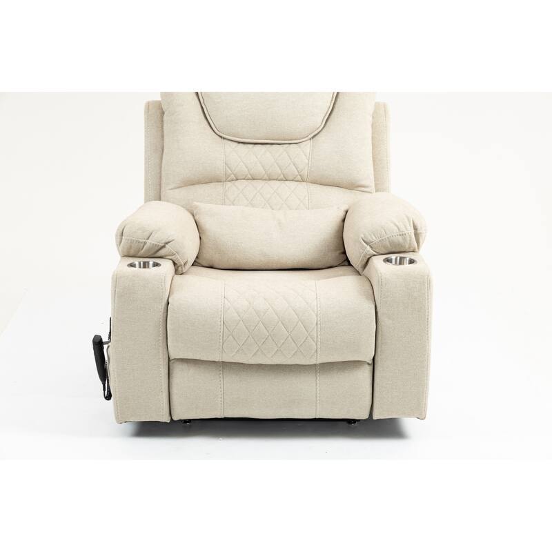 Velvet Oversized Power Lift Recliner Chair, Dual OKIN Motors & Cup Holders
