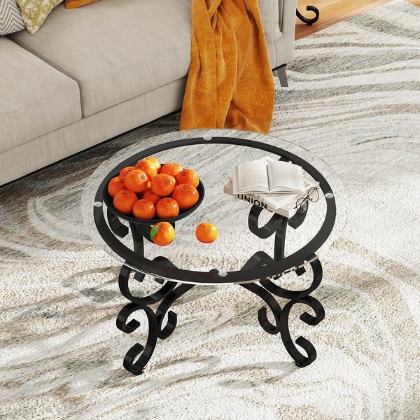 3 Piece Tempered Glass Surface Coffee Table Set, Decor Coffee Table Round  End Side Table with Sturdy Construction - Bed Bath & Beyond - 42968027