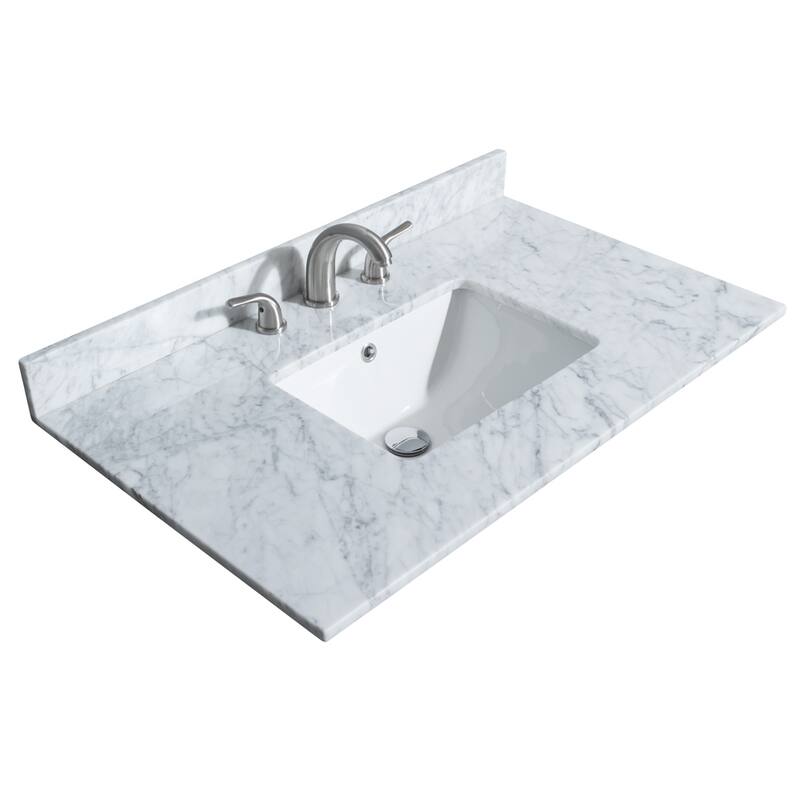 Miranda Single Vanity Set, White Carrara Marble Top, No Mirror