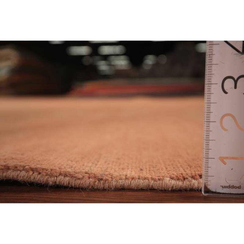 Orange Modern Gabbeh Area Rug Hand-Knotted Wool Carpet - 6'8" x 9'9"