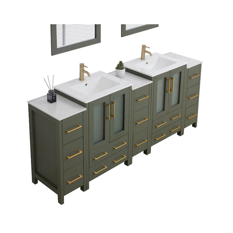 Vanity Art 84-Inch Double Sink Bathroom Vanity Set with Top and Free Mirrors - 84 X 18.1 X 35.8