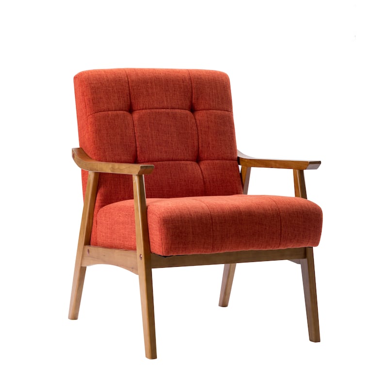 Carson Carrington Ingerod Tufted Fabric Accent Chair with Rubberwood Legs - Red