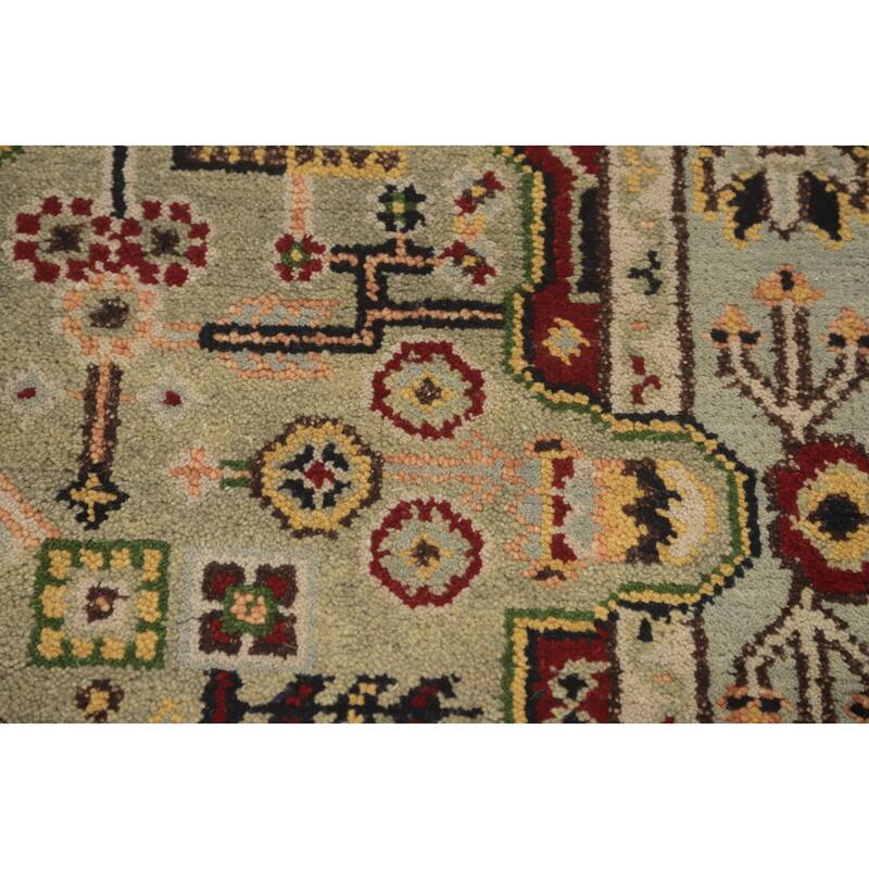Hand-knotted Traditional Wool Green Geometric Oriental Area Rug - 5' 10'' X 4' 1''