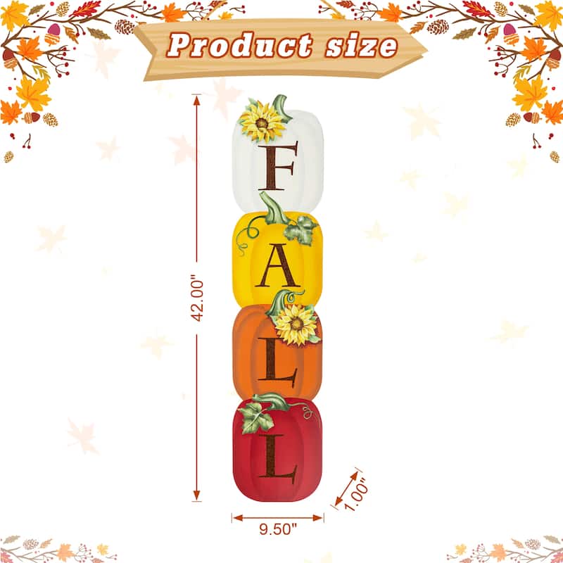 Glitzhome 42"H Fall Thanksgiving Wooden Pumpkin Porch Sign