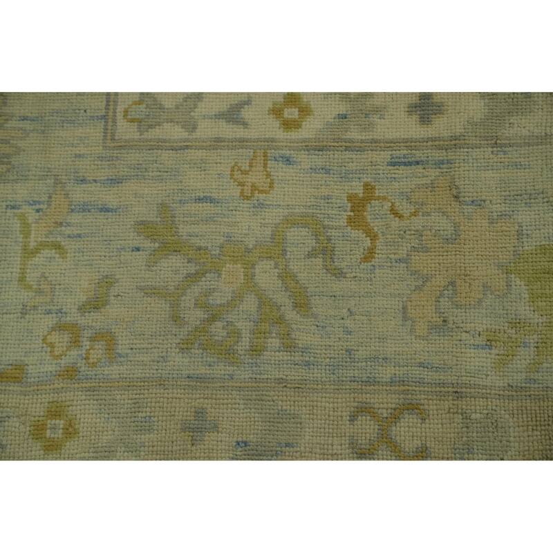 Handmade Wool Oushak Turkish Area Rug, Medallion Geometric Carpet - 13' 5'' X 9' 9''