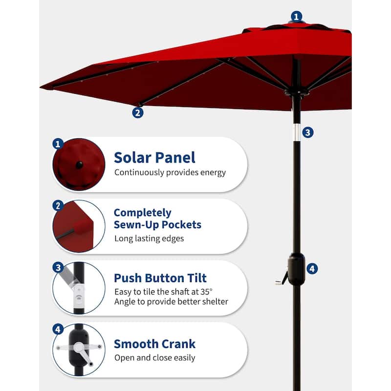 Coromose 10 Ft Patio Umbrella with Solar Lights, with 40 LED Lights