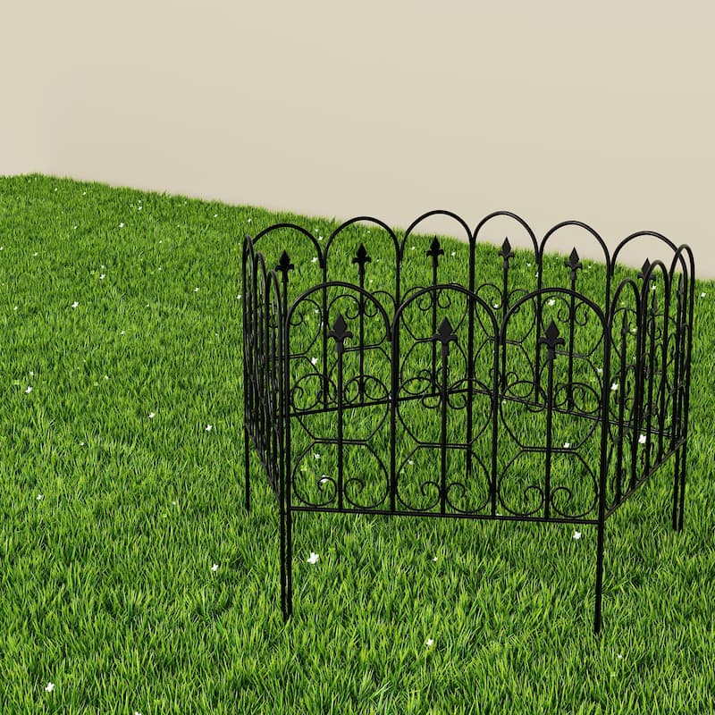5/10-Pack Decorative Metal Garden Fence Panels Rustproof Outdoor Landscape Edging for Yard
