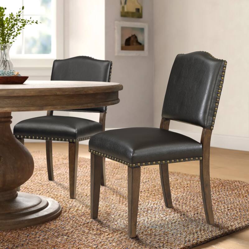 Dallas Brown Faux Leather Dining Chair with Nail Heads - by Greyson Living
