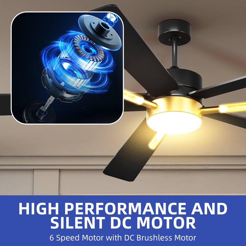 42 Inch Ceiling Fan with Light Remote 3 Crystal Rod and Dimmable Quiet Motor