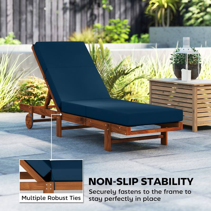 Outsunny Set of 2 Chaise Lounge Cushion, 4" Thick Outdoor Lounge Chair Cushions with Non-Slip Ties