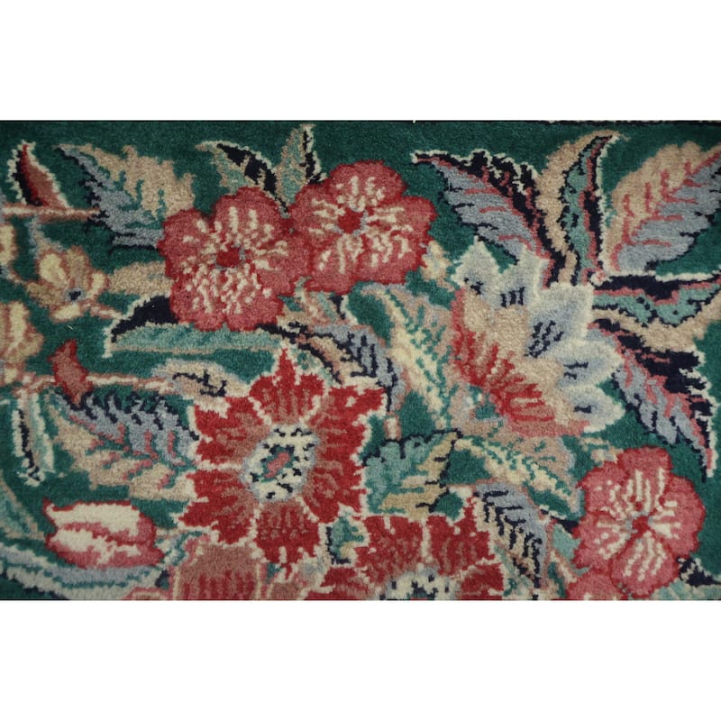 Hand Knotted Oriental 100% Wool Carpet Traditional Floral Green Kashan Area Rug - 12' 3'' X 9' 0''