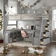 preview thumbnail 30 of 41, Impression & Beautiful Twin Playhouse Loft Bed with 7 Drawers 2 Shelves and Desk, Sturdy Construction & Unique Design, White Grey