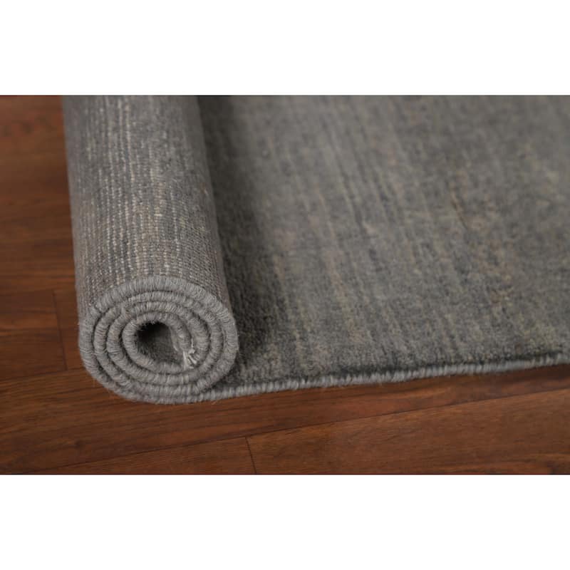 Gray Solid Gabbeh Oriental Foyer Rug Hand-Knotted Wool Carpet - 3'3"x 4'9"
