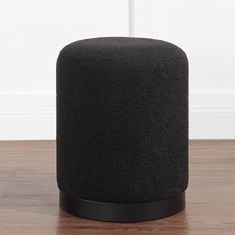 Renwil Castillo Indoor Boucle Ottoman, Black