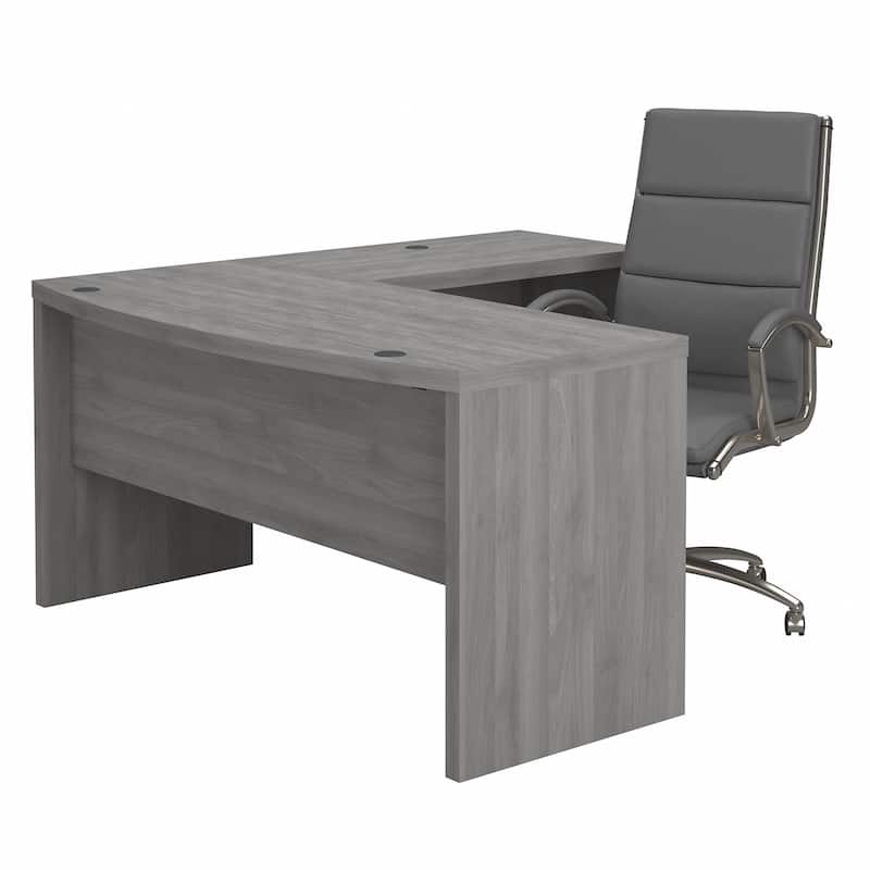 Echo L Shaped Bow Front Desk with Chair by Bush Business Furniture