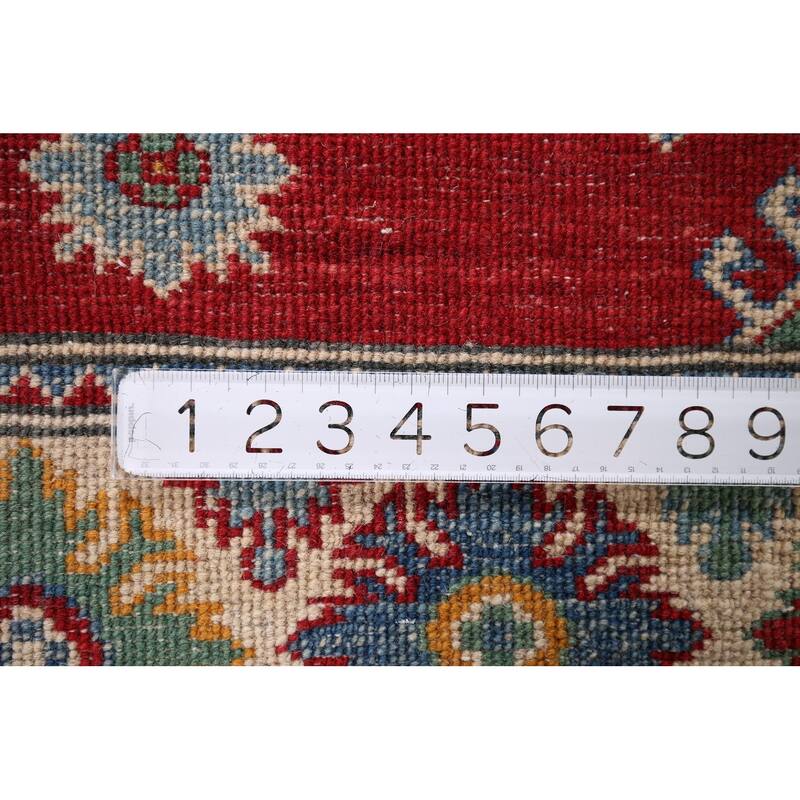 Red Kazak Area Rug Handmade Oriental Wool Carpet - 4'10" x 6'11"