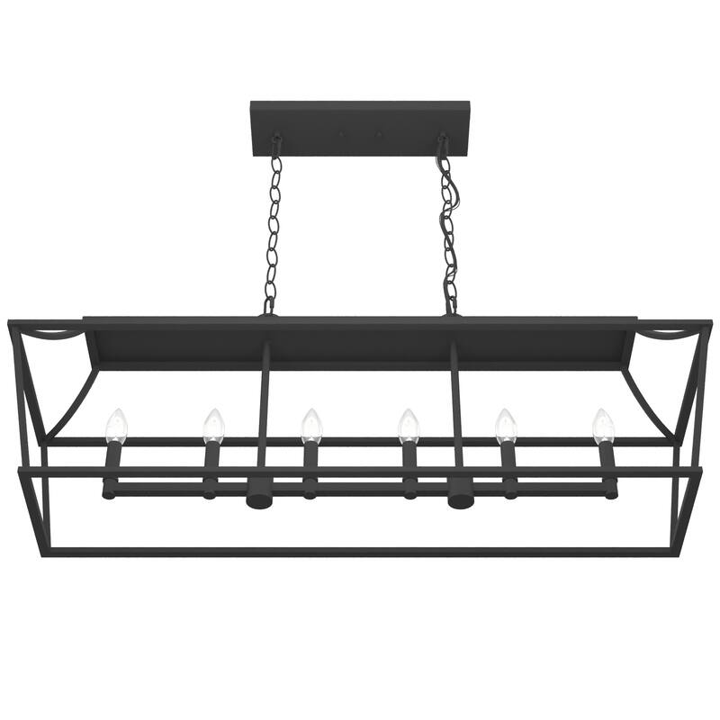 Hunter Laurel Ridge 6-Light Linear Chandelier - Kitchen Island, Dining Room - Modern Farmhouse, Candle, Industrial, Transitional