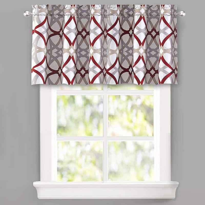DriftAway Alexander Spiral Geo Trellis Pattern Window Curtain Valance Rod Pocket Single 52 x 24 - 52" width x 24 " length