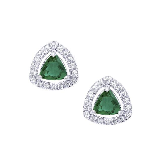 Victoria Townsend .925 Sterling Silver Green quartz Trillion Stud Earring