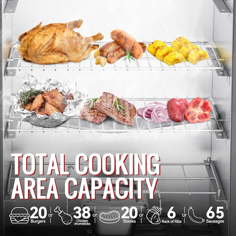 Royal Gourmet 28-Inch Analog Electric Smoker With 3 Cooking Grates - Black