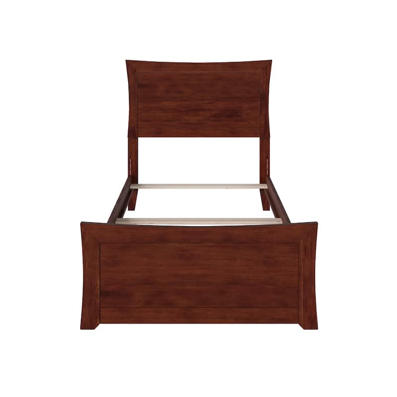 Metro Twin XL Foundation Bed Frame with Matching Foot Board in Walnut