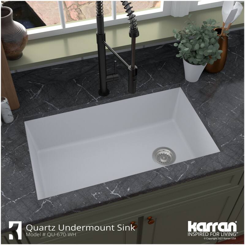 Karran USA QU-670-PK1 Quartz QU 31-3/4" Undermount Single Basin Quartz
