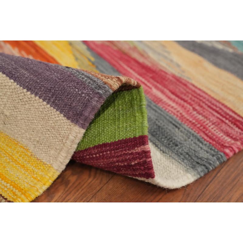 Hand Woven Oriental 100% Wool Carpet Southwestern Modern Multi-Colored Kilim Area Rug - 6' 0'' X 4' 3''
