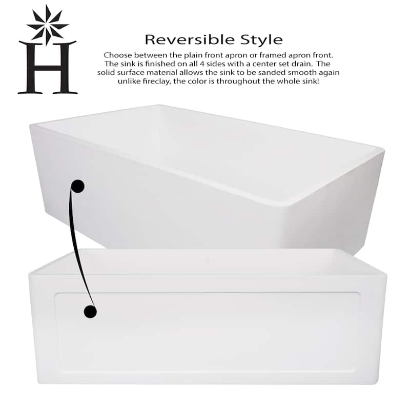 Highpoint Collection 36-inch Solid White Farmsink Farmhouse Sink - 36 x 18 x 9.65