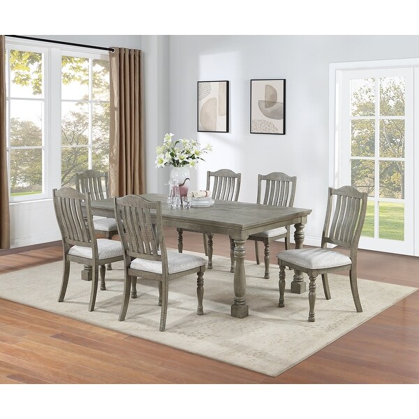 Dining Table 6x Side Chairs 7pcs Dining Set Light Grey